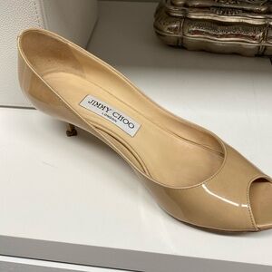 Jimmy Choo Kitten Heels Camel Patent